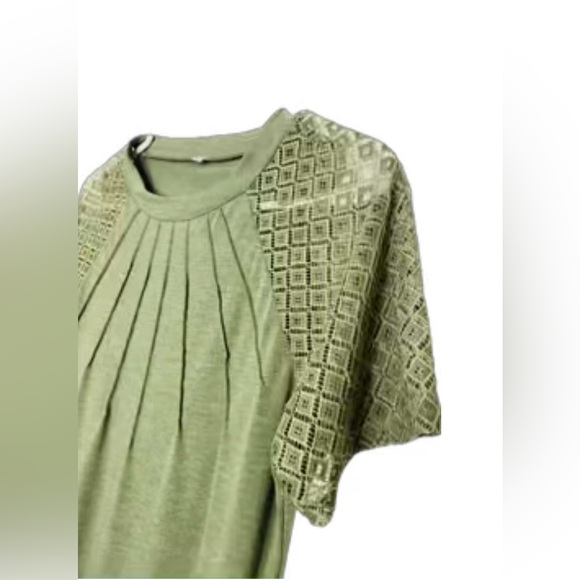 Women's Ruched Solid Hollowed Out Sleeves Round Neck Top - Picture 6 of 11